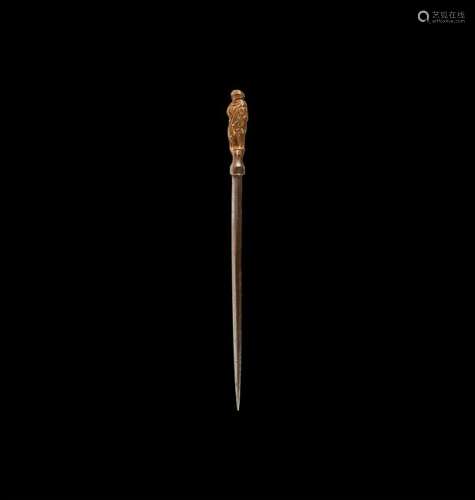 Post Medieval Gilt Silver Figural Cloak Pin