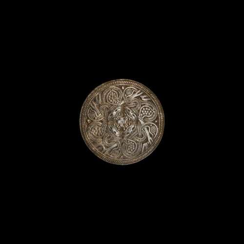 Post Medieval Viking Style Gilt Silver Disc Brooch