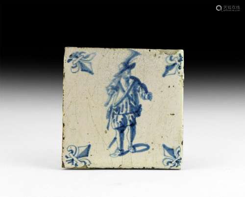 Post Medieval Dutch Tile with Soldier