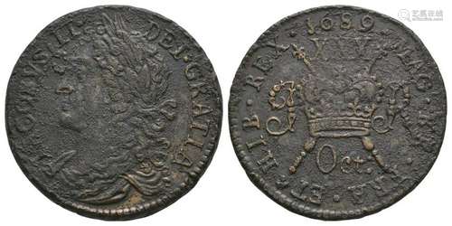 Ireland - James II - Oct 1689 - L Halfcrown