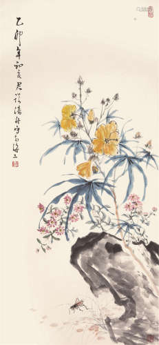 潘君诺 花卉图 纸本镜片