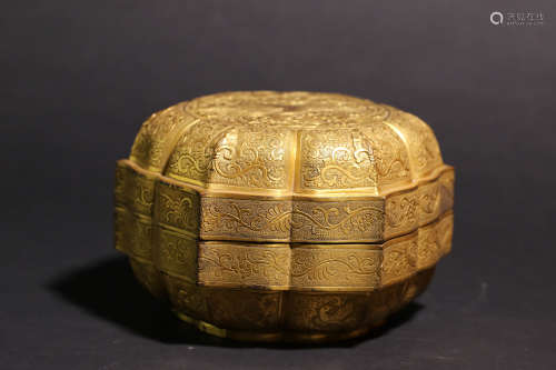 A Chinese Gilt Bronze Box with Cover