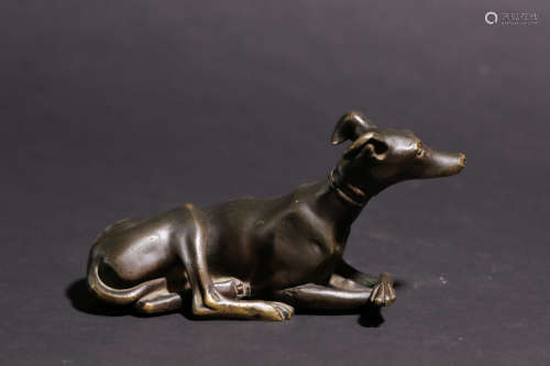 A Chinese Gilt Bronze Decoration of Dog Shape