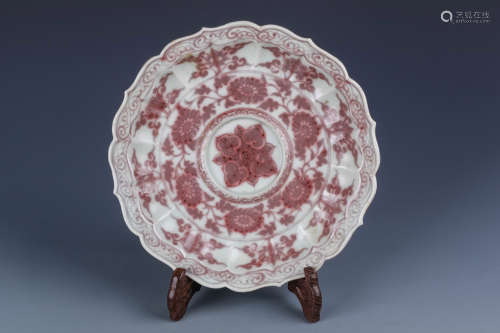 A Chines Iron-Red Porcelain Plate