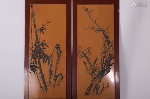 A Pair of Chinese Carved Hardwood Wall Screen