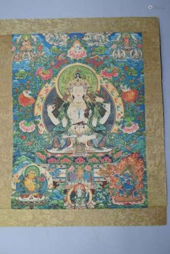 Tibetan Thangka of Guanyin