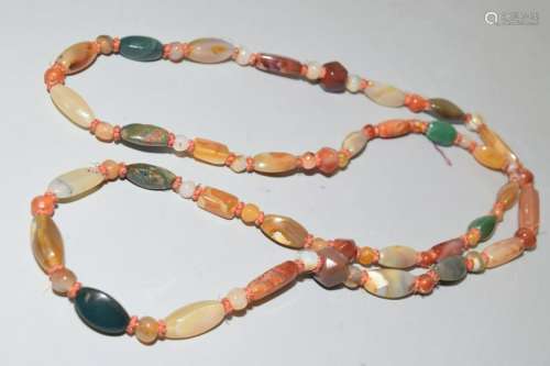 Agate Carved Bead Necklace