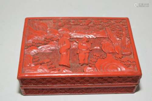 Qing Chinese Cinnabar Carved Box