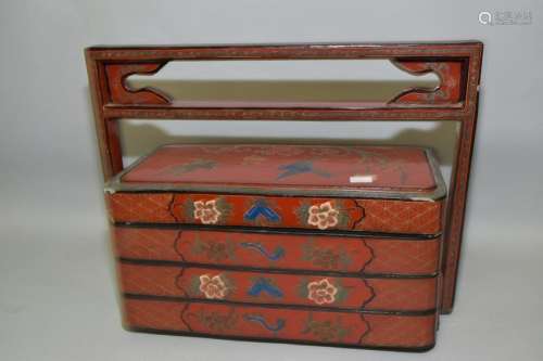 Chinese Carved Lacquer Snack Box