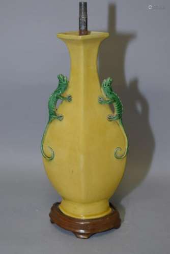 19th C. Chinese Sancai Vase Lamp