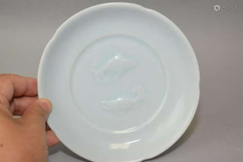 Chinese/Korean Faux Longquan Twin Fish Plate