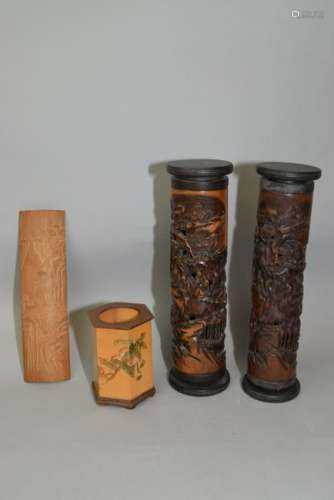 Group of Chinese Bamboo Carved Objects