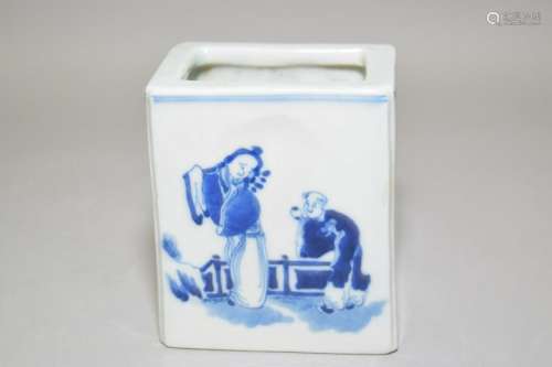 19th C. Chinese Blue and White Brush Pot