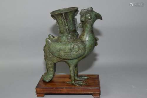 Chinese Faux Bronze Phoenix Zun Vase