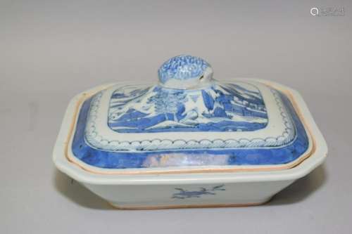 17-18th C. Chinese Blue and White Covered Bowl