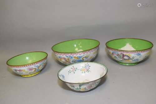 Group of Chinese Enamel over Bronze Bowls