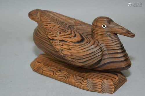 19th C. Japanese Maple Carved Duck