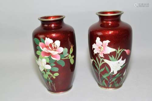 Pair of Japanese Cloisonne Vases