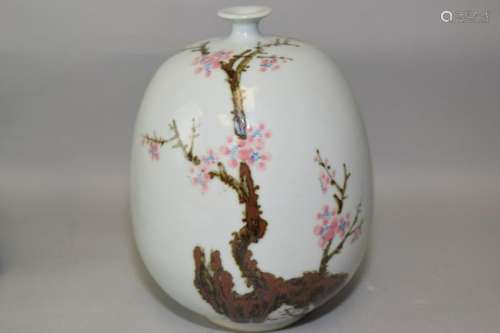 Chinese or Japanese Famille Rose Flower Vase