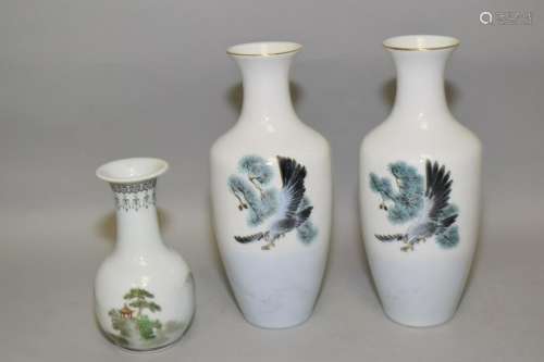 Three Chinese Famille Rose Vases