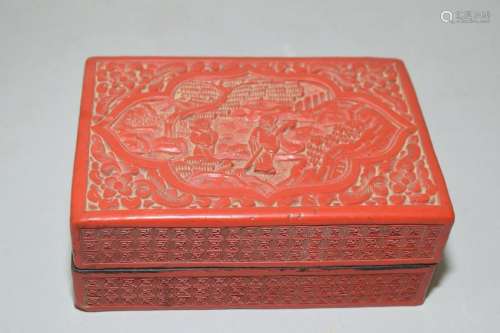 Qing Chinese Cinnabar Carved Box