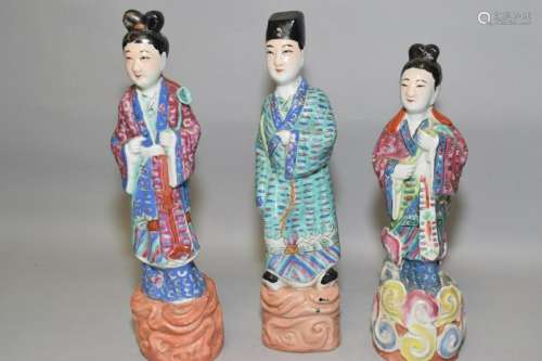 Three 19th C. Chinese Famille Rose Figures