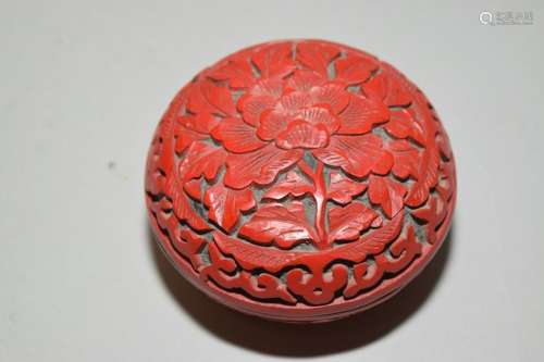 Chinese Cinnabar Carved Seal Ink Box