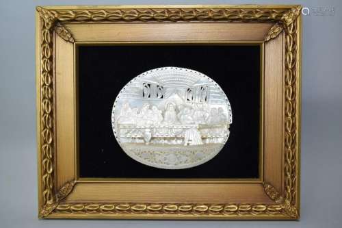 19th C. French Mother-of-Pearl Carved Last Supper