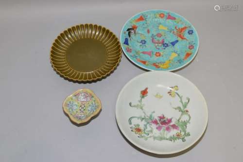 Group of Chinese Famille Rose/Glaze Plates