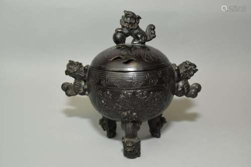 Chinese Bronze Lion Incense Burner