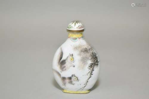 19-20th C. Chinese Enamel over Bronze Snuff Bottle