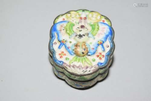 19th C. Chinese Enamel over Metal Seal Ink Box