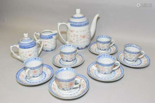 Chinese Blue and White Ling-lung Tea Set