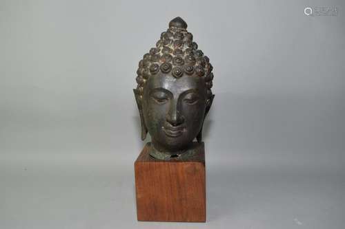 19th C. Thai Bronze Buddha Head