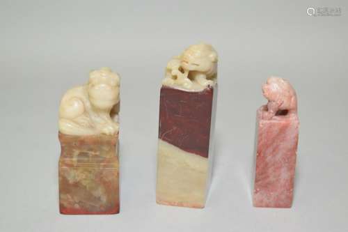 Group of Chinese Soapstone Carved Seals
