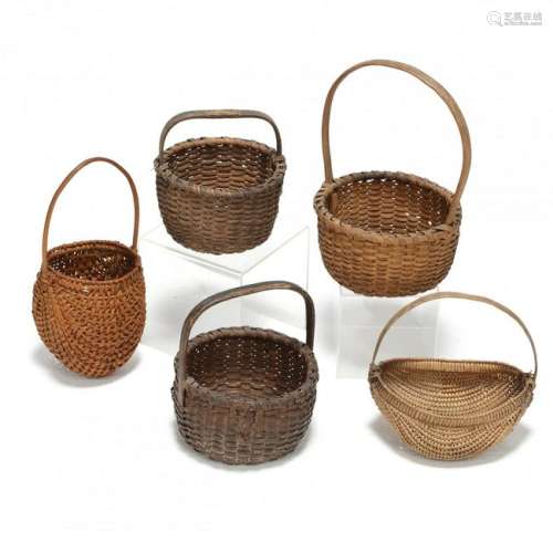 Five Vintage Egg Baskets