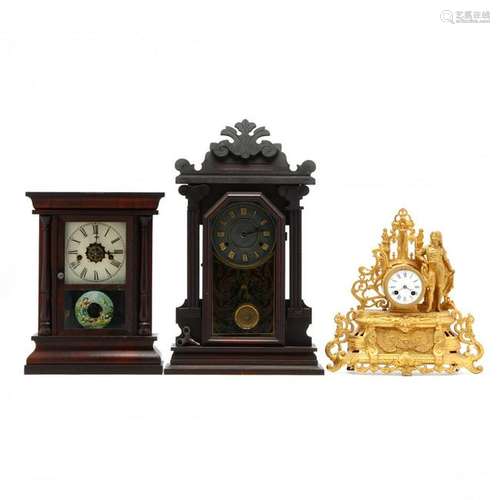 Three Antique Mantel Clocks