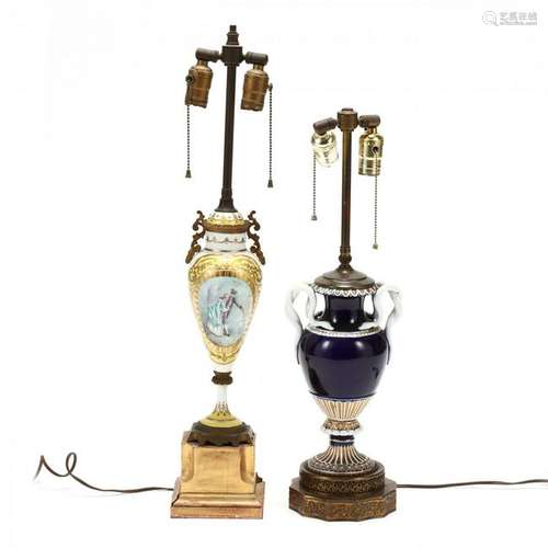 Two Continental Porcelain Table Lamps