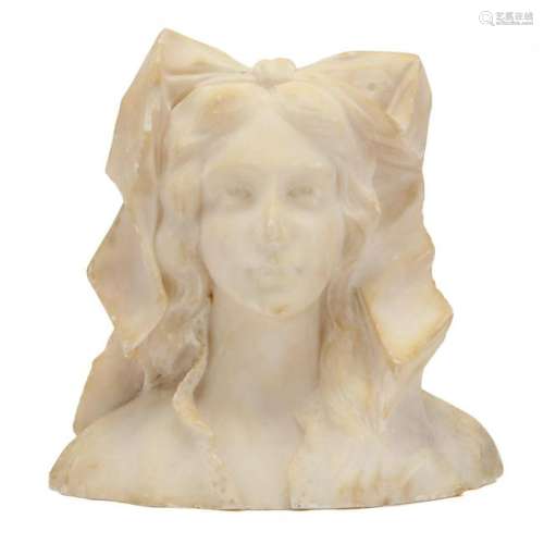 Carved Alabaster Bust of a Woman