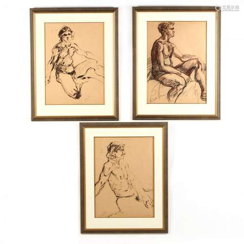 Ben Smith (GA, b. 1941), Three Sketches of Male Nudes