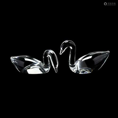 Two Steuben Crystal Swans