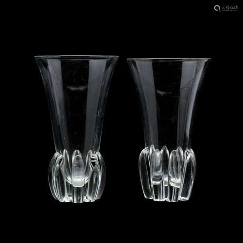 Pair of Steuben Modernist Glass Vases