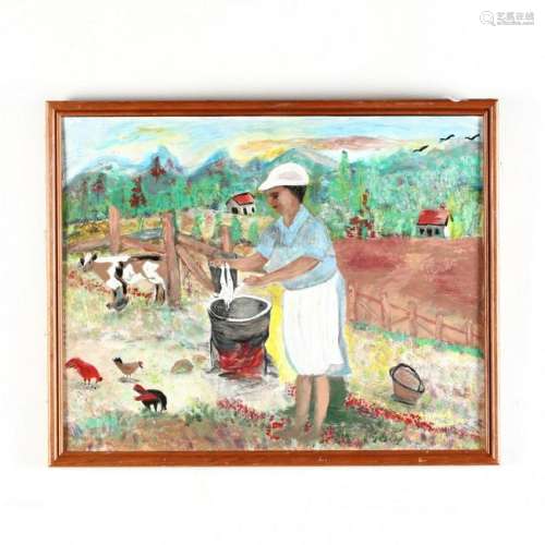 Folk Art Painting by Nancy Johnson (VA), Grandma's Farm