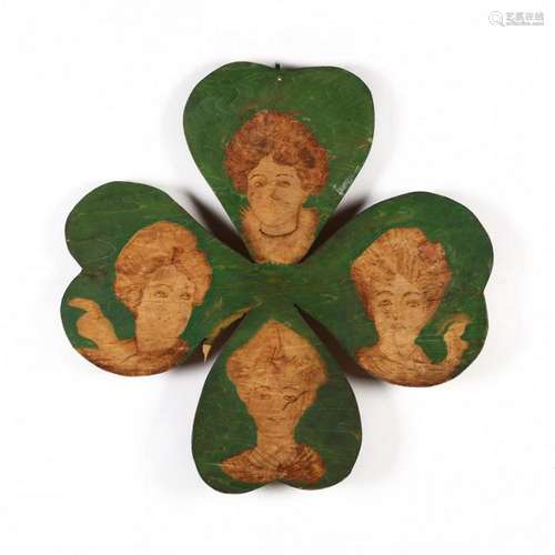 An Antique Pyrography Four Leaf Clover