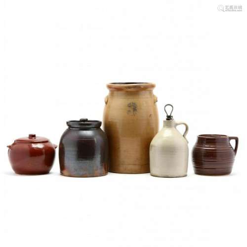 Five Pieces of Antique Stoneware