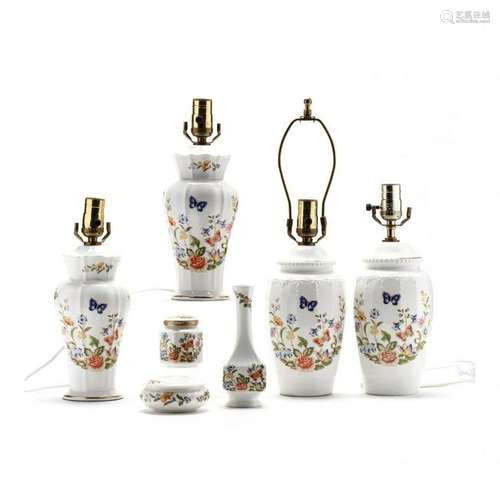 Aynsley,  Cottage Garden  Seven Porcelain Accessories