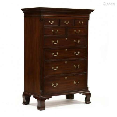 Henkel Harris, Chippendale Style Semi-Tall Chest of