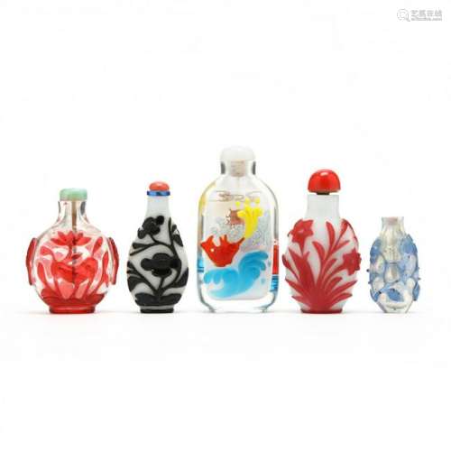 Five Chinese Glass Stuff Bottles