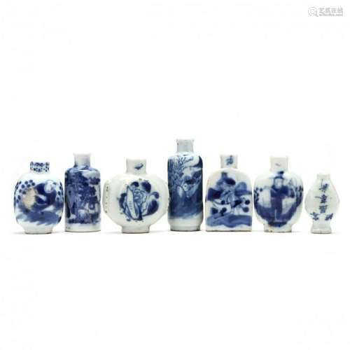 A Group of Seven Chinese Blue and White Porcelain