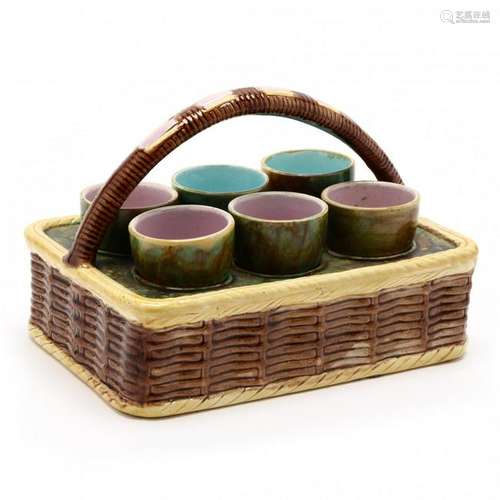 Majolica Egg Cup Cruet Set